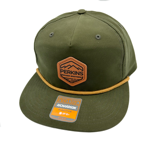 Genuine Leather Patch - Richardson 256 Hi Pro Outdoor Flat Bill Hat - Loden/Gold Rope (UPF 50+) - Perkins Builder Brothers