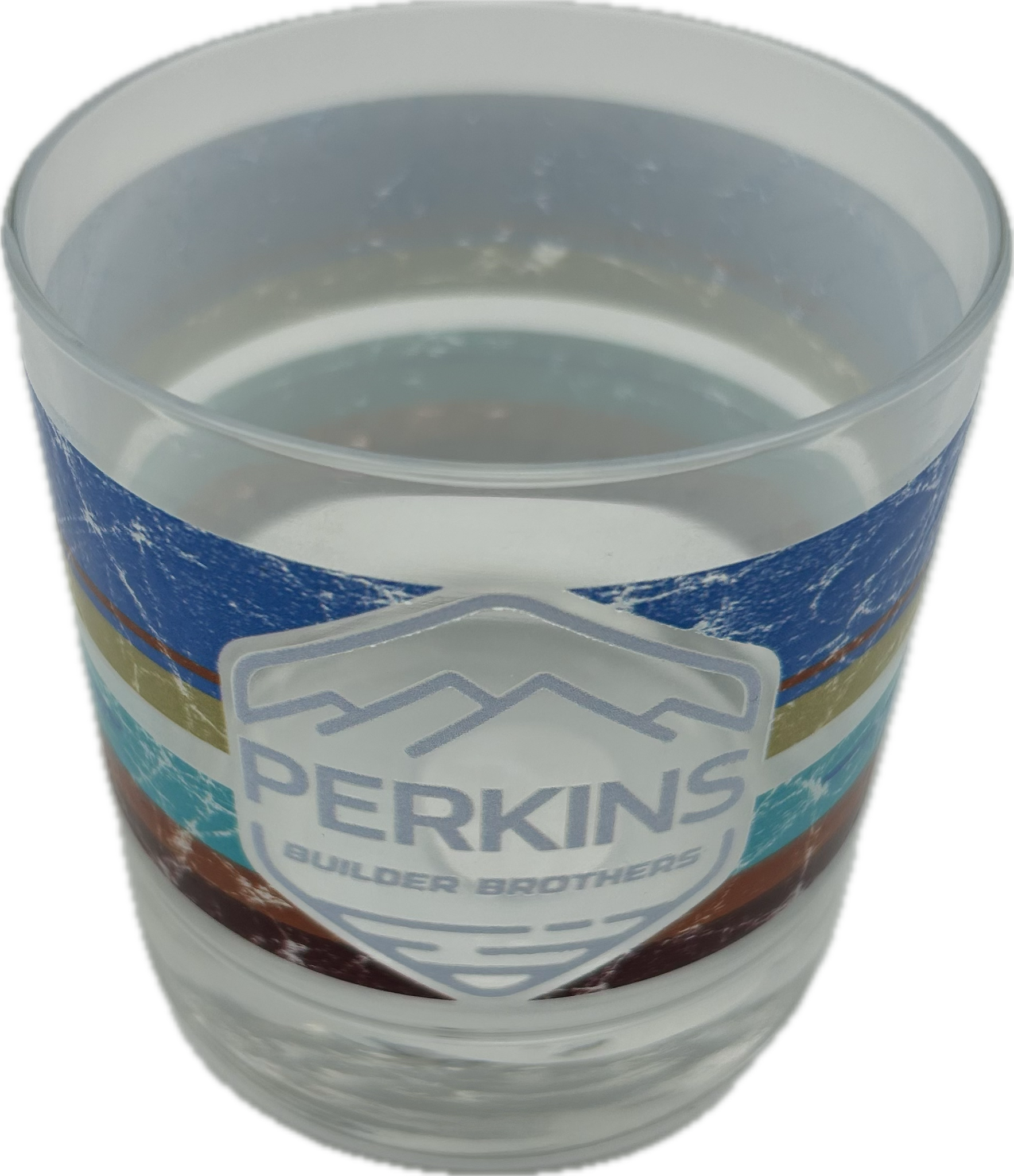 Vaso de whisky de 10 oz - Logotipo de rayas retro de Perkins Builder Brothers