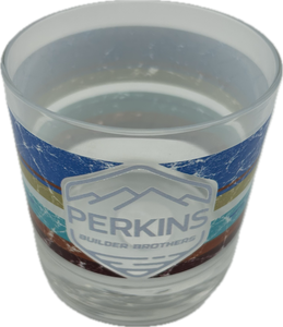 Vaso de whisky de 10 oz - Logotipo de rayas retro de Perkins Builder Brothers