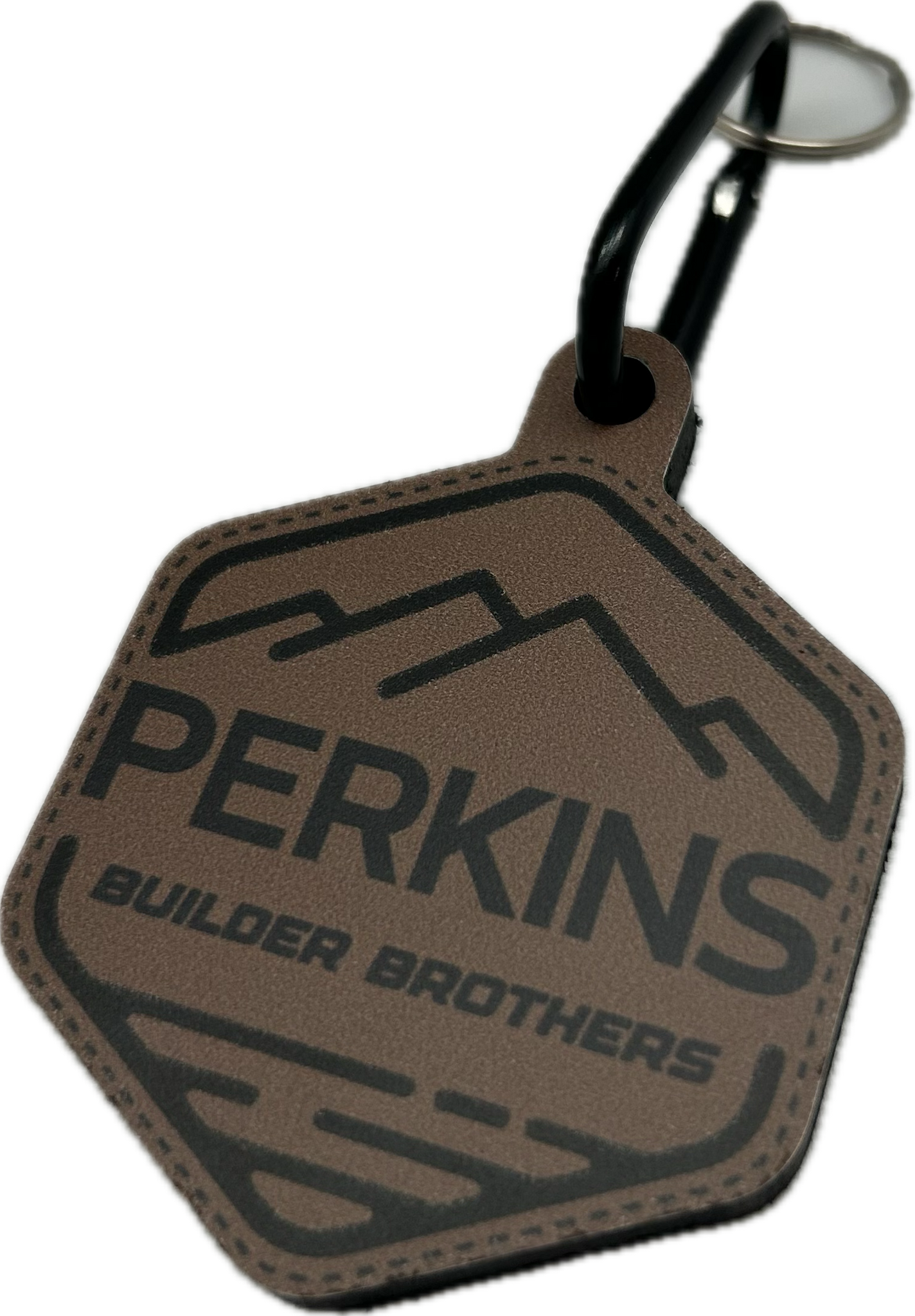 Faux Leather Patch Wooden Keychain - Perkins Builder Brothers