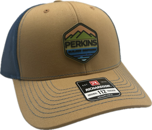 Full Color Rubber Patch - Richardson 112 Snapback Trucker Hat - Biscuit/Blue - Perkins Builder Brothers