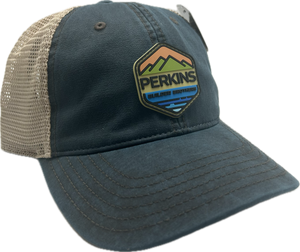 Full Color Rubber Patch - Richardson 211 Tumalo Casual Trucker Hat - Navy/Khaki - Perkins Builder Brothers