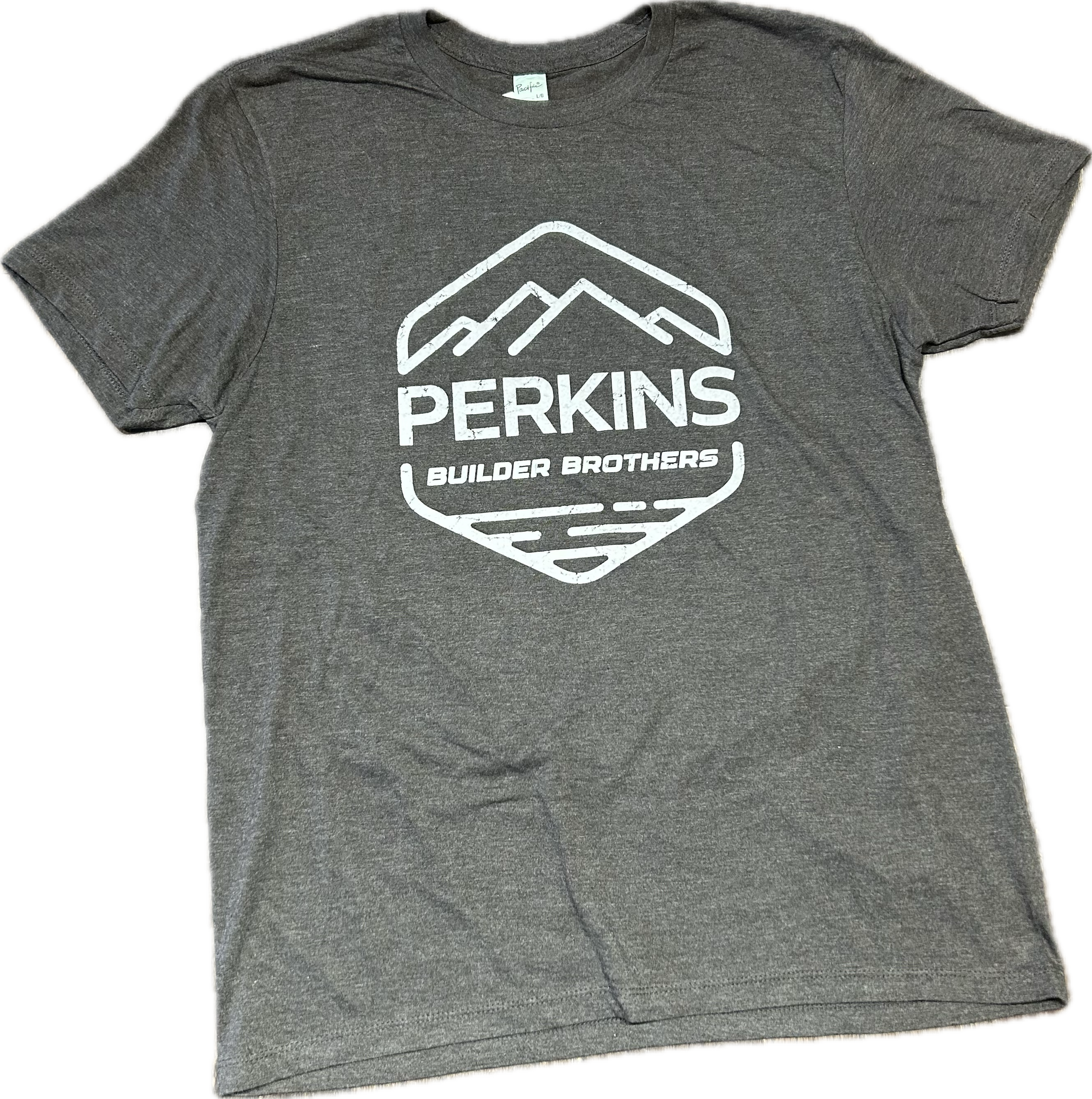 Mens T-Shirt - Charcoal - Perkins Builder Brothers Distressed Logo