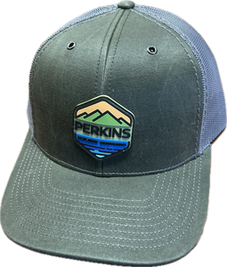 Full Color Rubber Patch - Richardson 112WF Snapback Trucker Hat - Olive/Charcoal - Perkins Builder Brothers