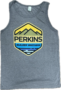 Mens Bro Tank - Shadow Gray - Perkins Builder Brothers Full Color Logo