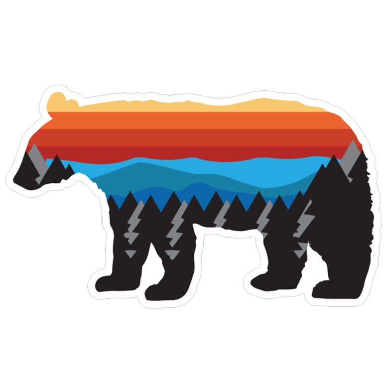 Multi Color Mtn Range Bear Sticker