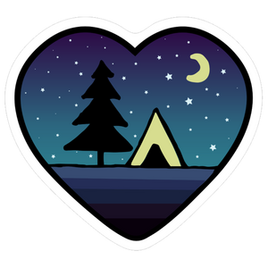 Camping nocturno del corazón Pegatina