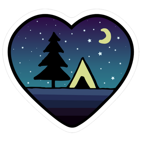 Heart Night Camping Sticker