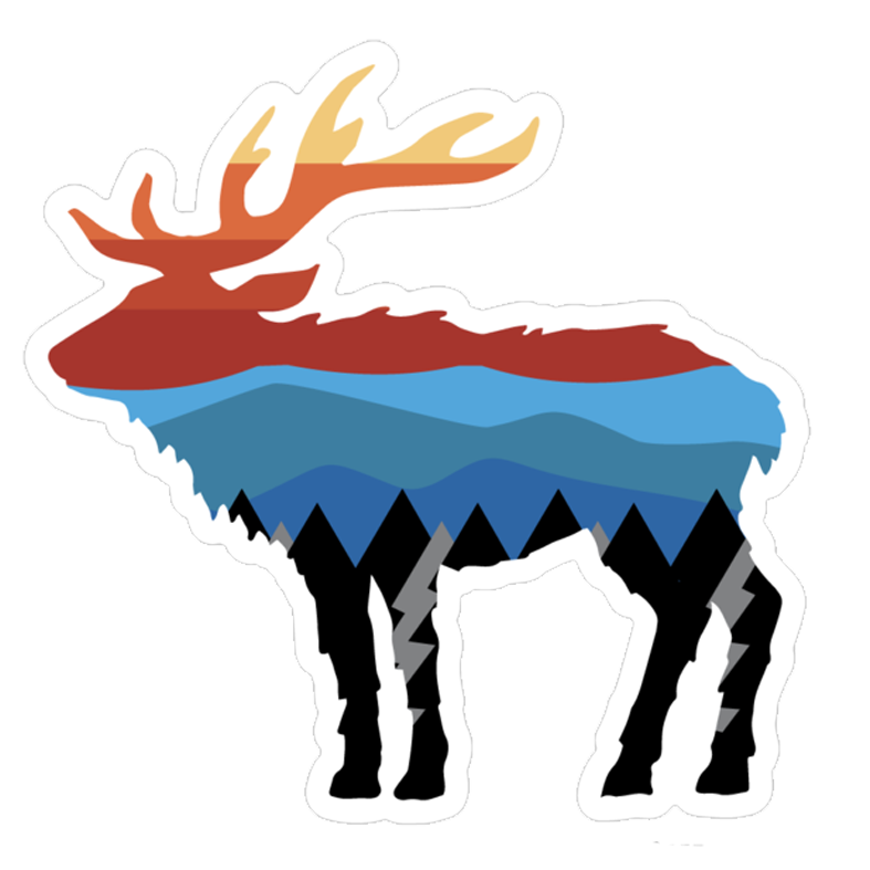 Multi Color Mtn Range Elk Sticker