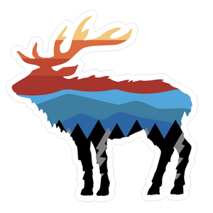 Multi Color Mtn Range Elk Sticker