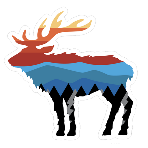 Multi Color Mtn Range Elk Sticker