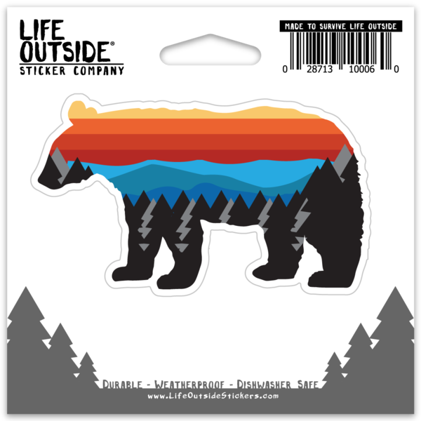 Multi Color Mtn Range Bear Sticker