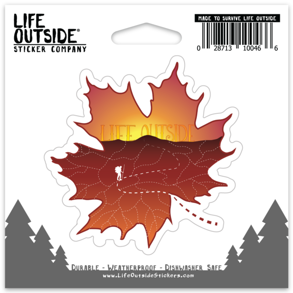 Life Outside Fall Leaf Hiking Sticker